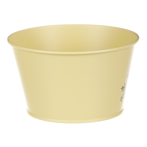 Obal kovový - nízký, motiv ptáčka, barva žlutá