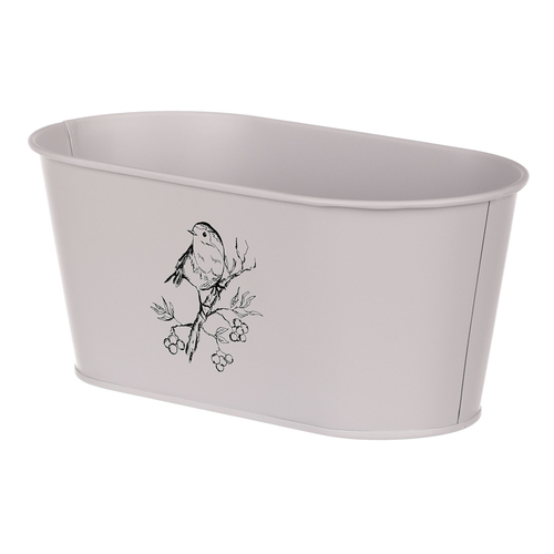 Truhlík kovový - motiv ptáčka, barva šedá