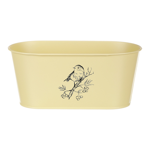 Truhlík kovový - motiv ptáčka, barva žlutá