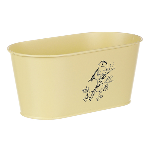 Truhlík kovový - motiv ptáčka, barva žlutá
