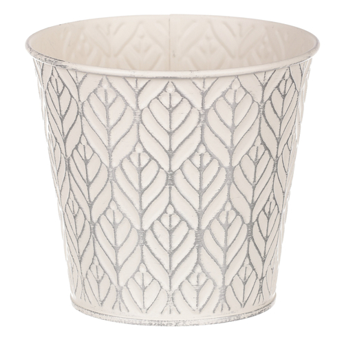 Obal kovový - kulatý, stříbrný vzor, barva krémová