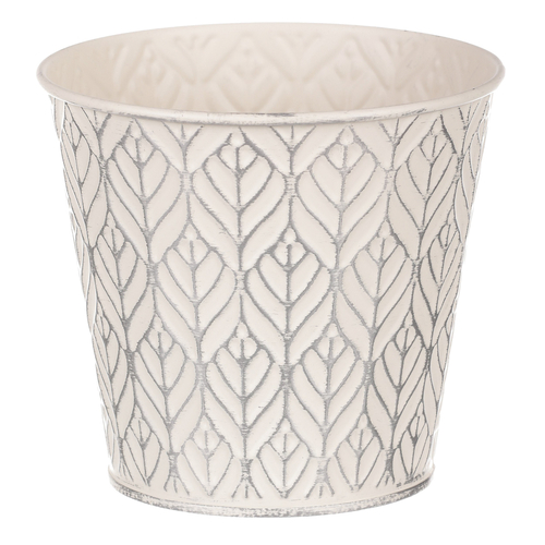 Obal kovový - kulatý, stříbrný vzor, barva krémová