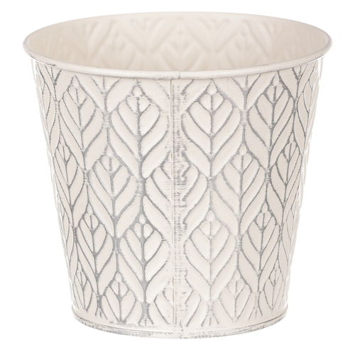 Obal kovový - kulatý, stříbrný vzor, barva krémová