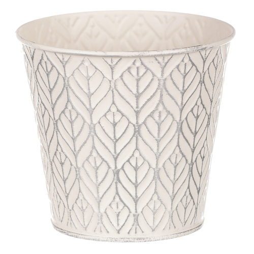 Obal kovový - kulatý, stříbrný vzor, barva krémová