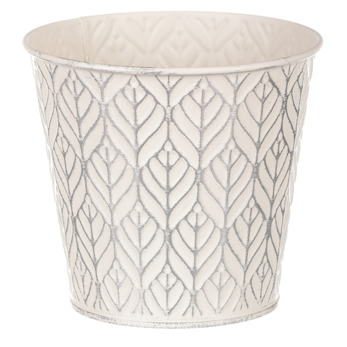 Obal kovový - kulatý, stříbrný vzor, barva krémová