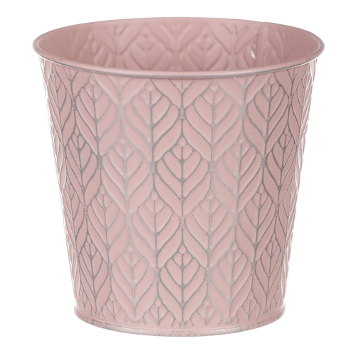 Obal kovový - kulatý, stříbrný vzor, barva růžová