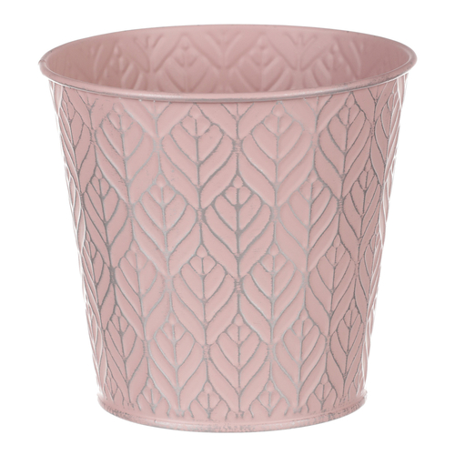 Obal kovový - kulatý, stříbrný vzor, barva růžová