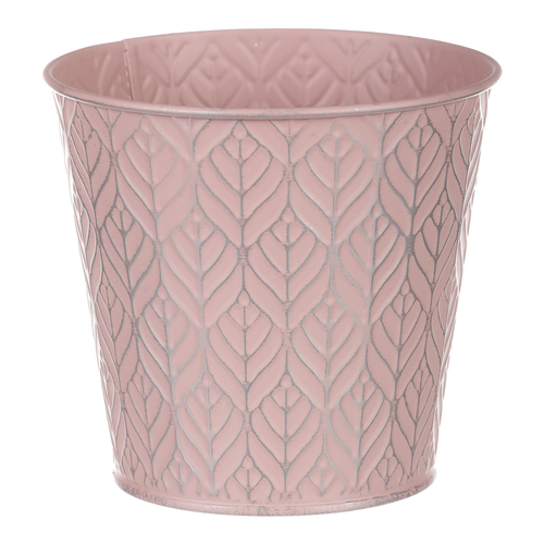 Obal kovový - kulatý, stříbrný vzor, barva růžová