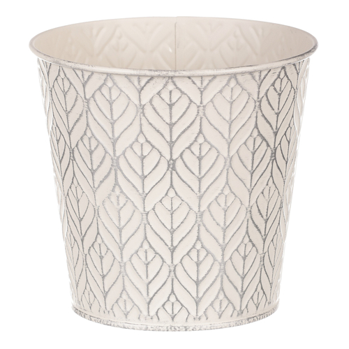 Obal kovový - kulatý, stříbrný vzor, barva krémová