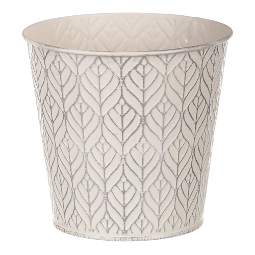 Obal kovový - kulatý, stříbrný vzor, barva krémová