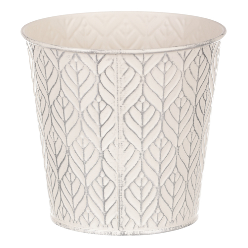 Obal kovový - kulatý, stříbrný vzor, barva krémová