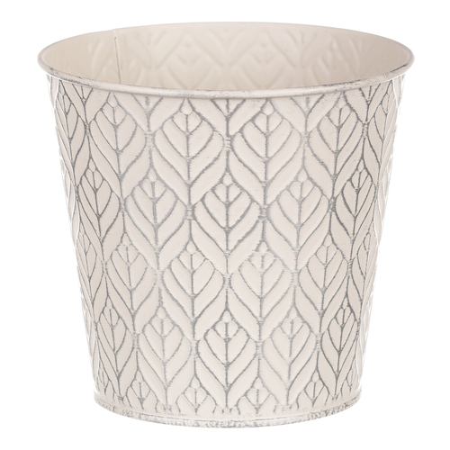 Obal kovový - kulatý, stříbrný vzor, barva krémová