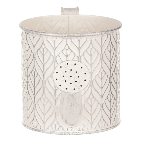 Obal kovový - tvar konve, stříbrný vzor, barva krémová