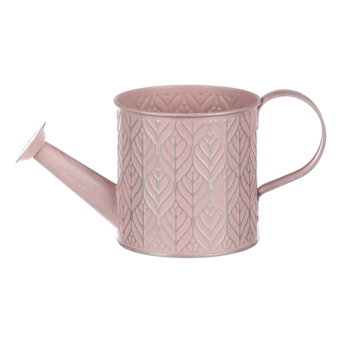 Obal kovový - tvar konve, stříbrný vzor, barva růžová