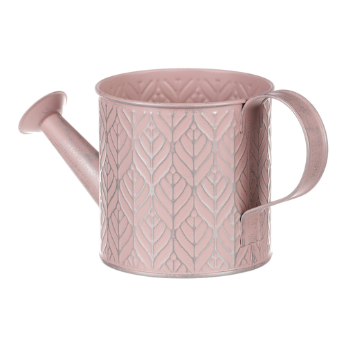 Obal kovový - tvar konve, stříbrný vzor, barva růžová