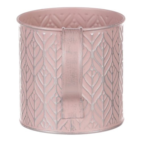 Obal kovový - tvar konve, stříbrný vzor, barva růžová