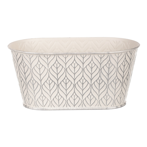 Obal kovový - truhlík, stříbrný vzor, barva krémová