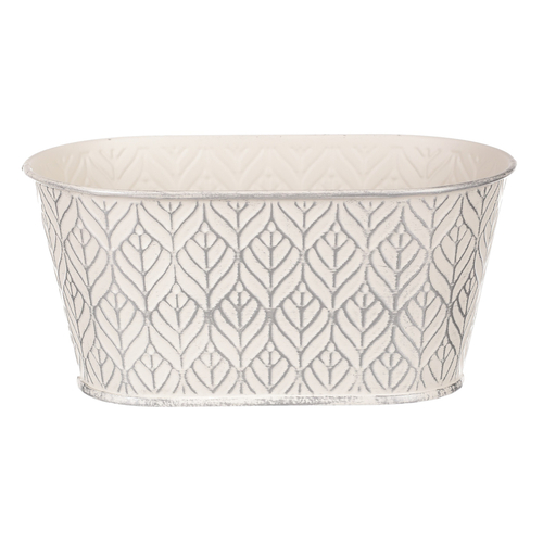 Obal kovový - truhlík, stříbrný vzor, barva krémová