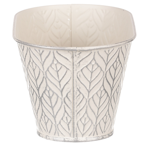 Obal kovový - truhlík, stříbrný vzor, barva krémová