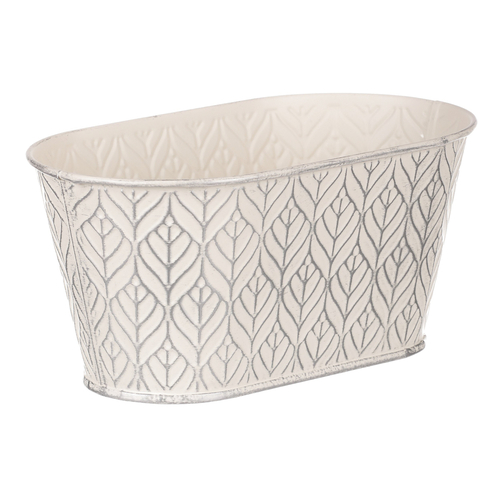 Obal kovový - truhlík, stříbrný vzor, barva krémová