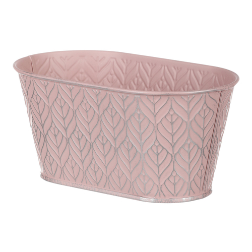 Obal kovový - truhlík, stříbrný vzor, barva růžová