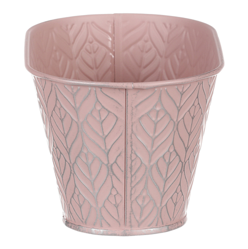 Obal kovový - truhlík, stříbrný vzor, barva růžová