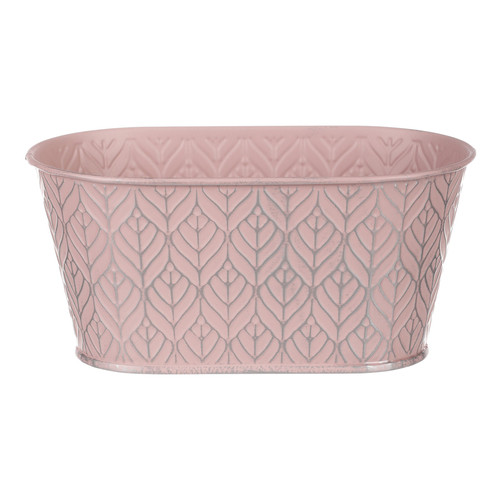 Obal kovový - truhlík, stříbrný vzor, barva růžová