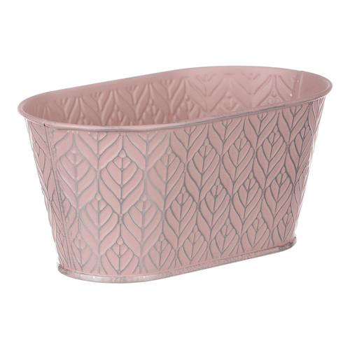 Obal kovový - truhlík, stříbrný vzor, barva růžová