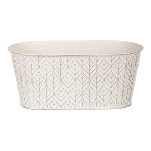 Obal kovový - truhlík, stříbrný vzor, barva krémová