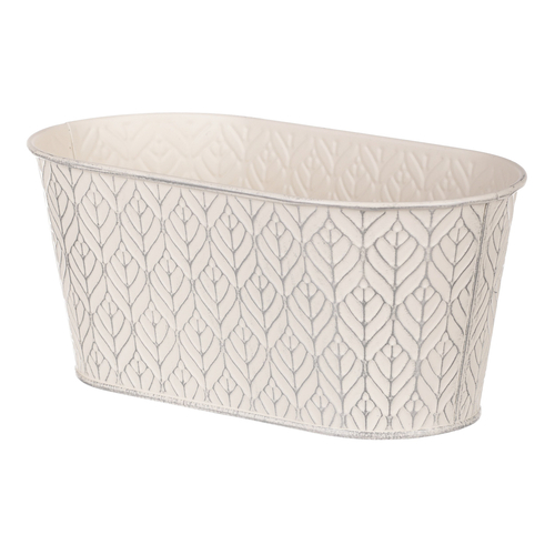 Obal kovový - truhlík, stříbrný vzor, barva krémová