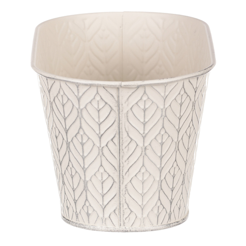 Obal kovový - truhlík, stříbrný vzor, barva krémová