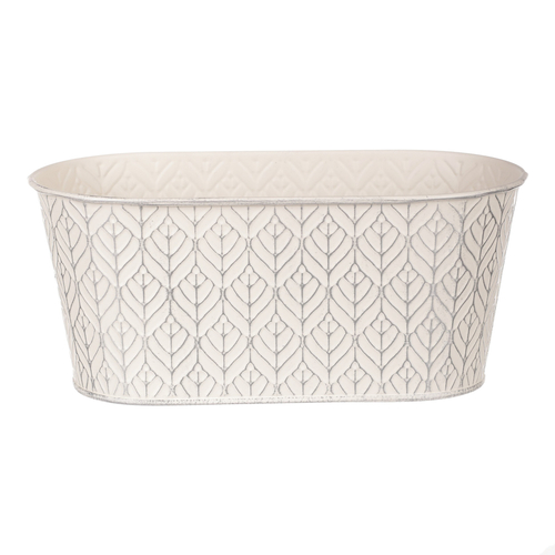 Obal kovový - truhlík, stříbrný vzor, barva krémová