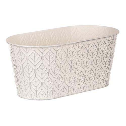 Obal kovový - truhlík, stříbrný vzor, barva krémová