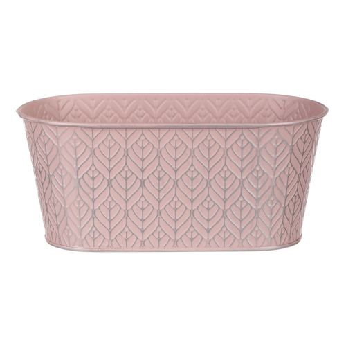 Obal kovový - truhlík, stříbrný vzor, barva růžová