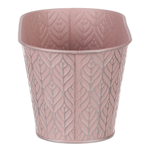 Obal kovový - truhlík, stříbrný vzor, barva růžová