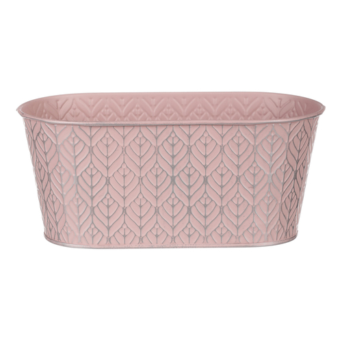 Obal kovový - truhlík, stříbrný vzor, barva růžová