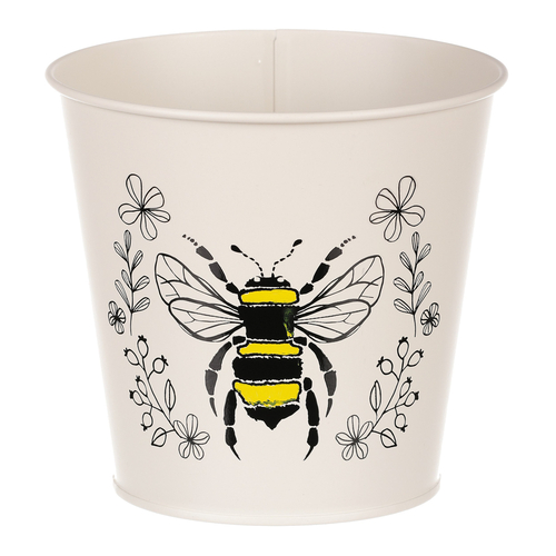 Obal kovový - motiv včelky, barva krémová