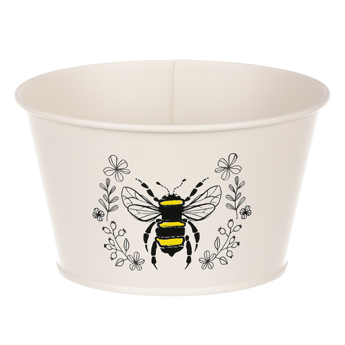 Obal kovový - motiv včelky, barva krémová