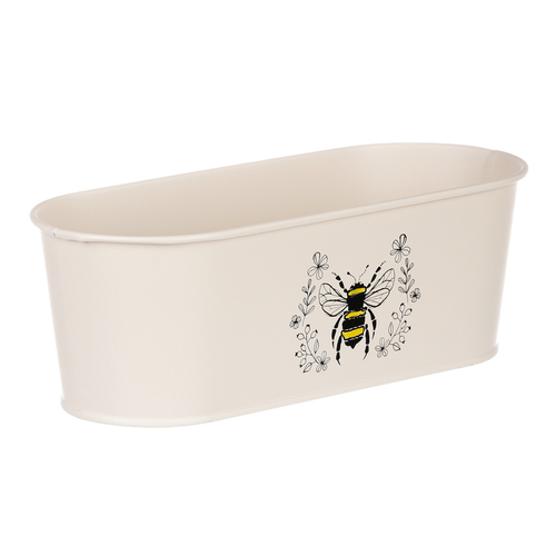 Truhlík kovový - motiv včelky, barva krémová
