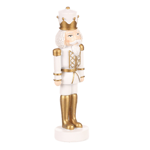Voják - figurka na postavení, polyresin, barva bílo-zlatá