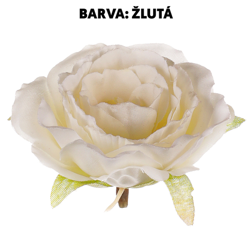 Růže - umělý květ, barva žlutá, cena za balení (12 ks)