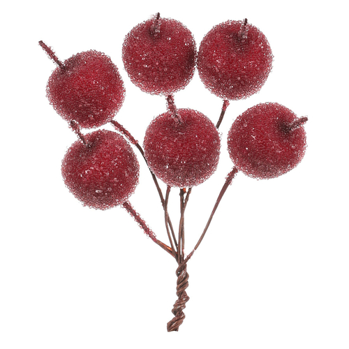 Jablíčka na drátku - červená, ojíněná, cena za balení (12 ks)