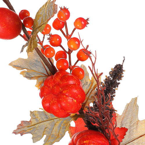 Listí, dýně a bobule - umělá větev, barva oranžová