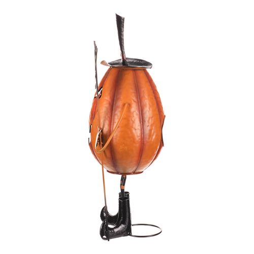 Dýně strašidelná na nohou - kovová dekorace, oranžová