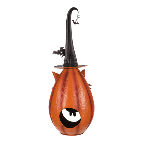 Dýně strašidelná - kovová dekorace, oranžová
