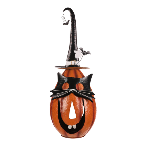 Dýně strašidelná - kovová dekorace, oranžová