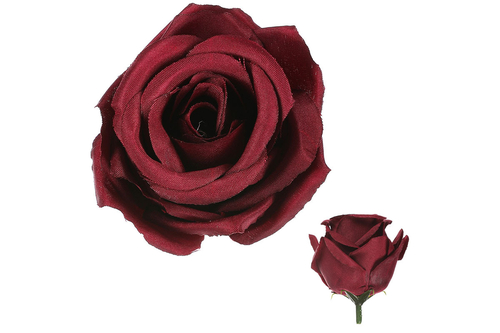 Růže - umělý květ, tmavě červený, cena za balení (12 ks)