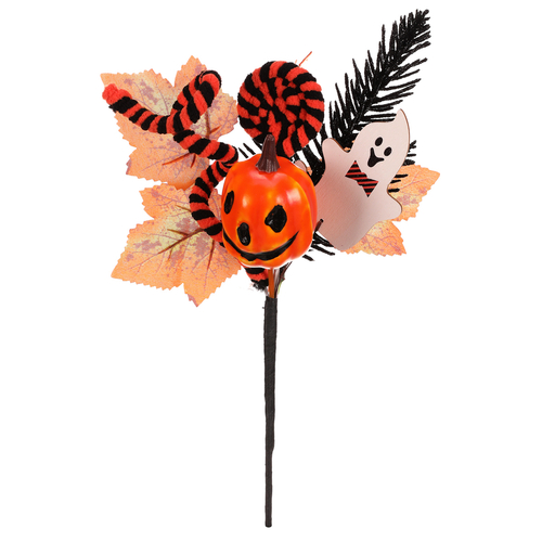 Větev umělá - přízdoba na Halloween, oranžovo-černá