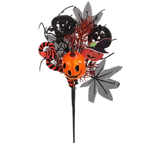 Větev umělá - přízdoba na Halloween, oranžovo-černá