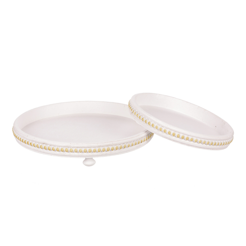 Tác dřevěný - kulatý tvar, bílý, cena za sadu 2 ks